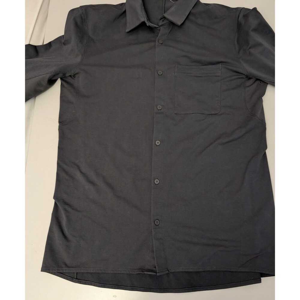 Lululemon Black Long Sleeve Button Down Shirt Women's PTP 20" 30" Tech Stretch